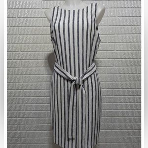 Cremieux Women's White & Blue Striped Tie-Front Shift Mini Dress Size 6